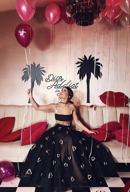 Black net embroidered work partywear lehenga choli