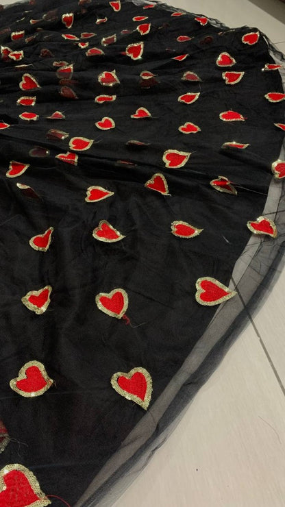 Black net embroidered work partywear lehenga choli