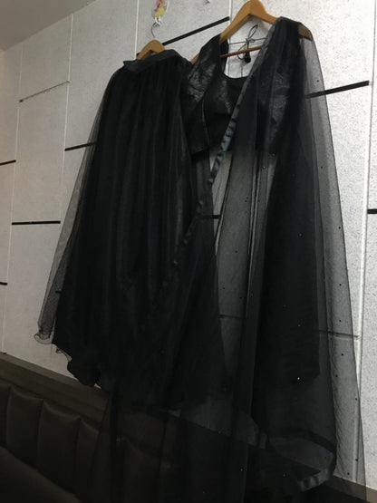 Black net plain partywear lehenga choli