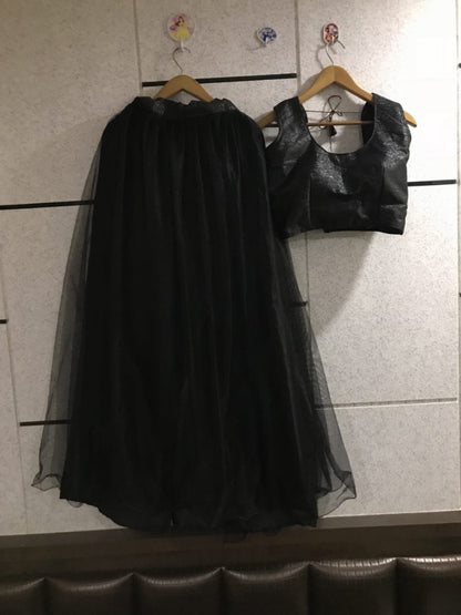Black net plain partywear lehenga choli