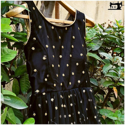 Black net sequence work gown