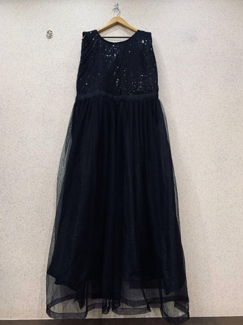 Black net sequence work partywear gown