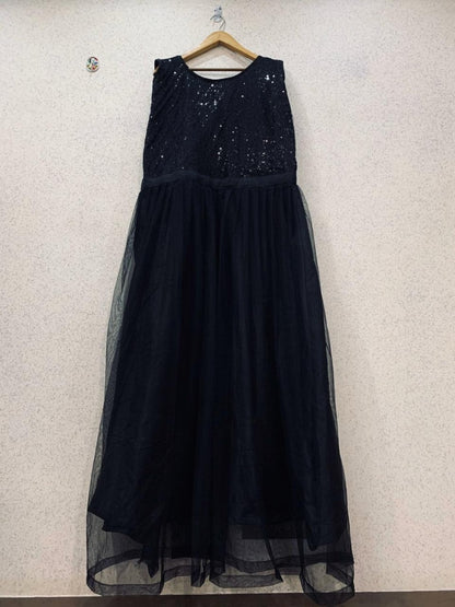 Black net sequence work partywear gown
