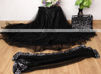 Black net sequence work partywear lehenga