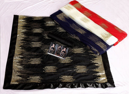 Black net sequence worked partywear saree