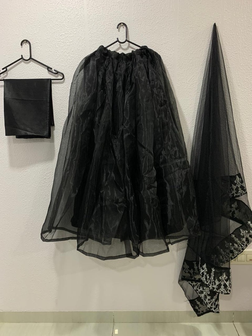 Black organza gorgeous partywear lehenga choli with embroidery dupatta