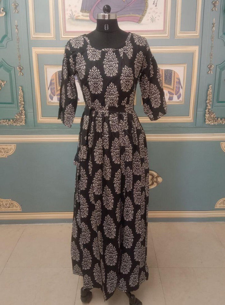 Black poly rayon printed kurti