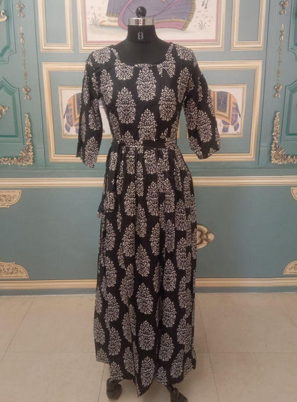 Black poly rayon printed kurti