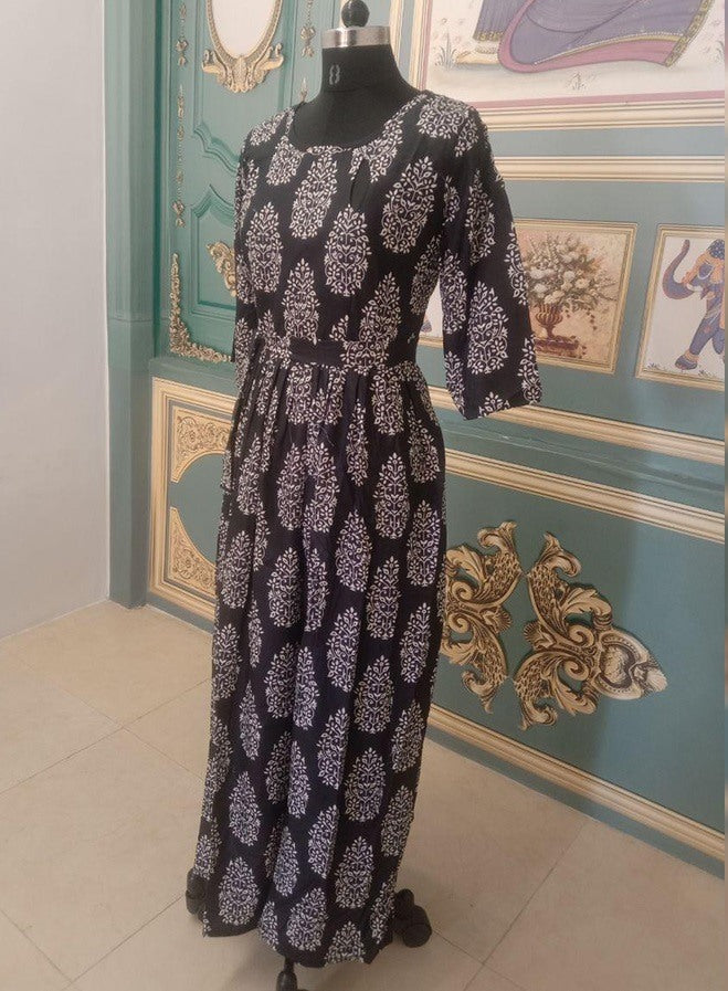 Black poly rayon printed kurti