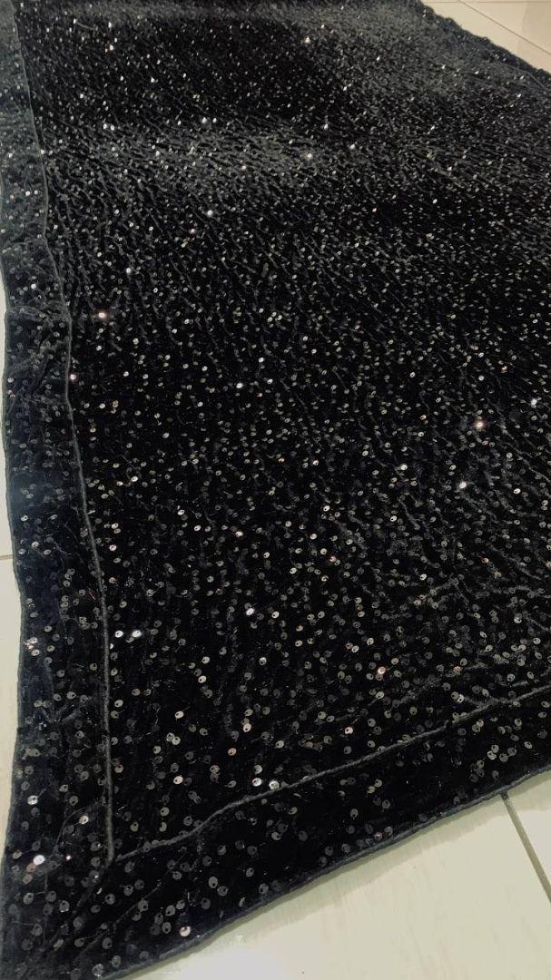 Black rangoli silk heavy sequence work partywear saree