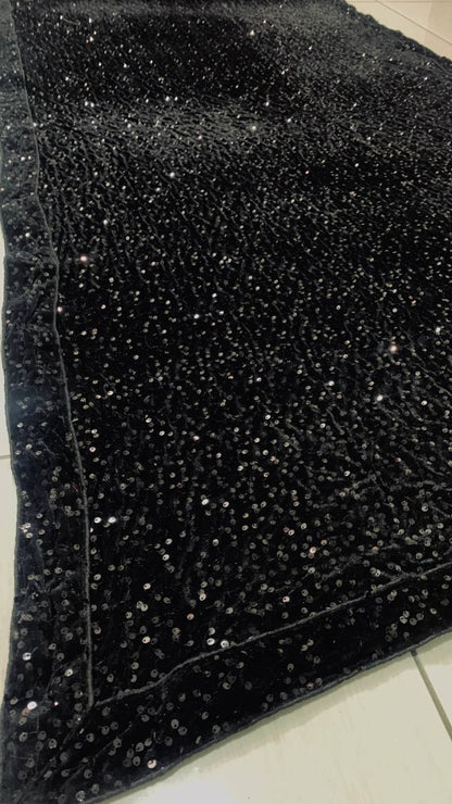 Black rangoli silk heavy sequence work partywear saree