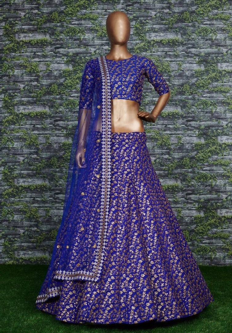 Black raw silk heavy designer embroidered lehenga choli for ceremony