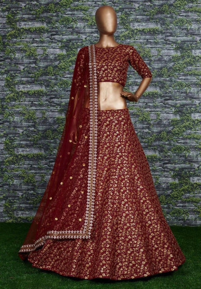 Black raw silk heavy designer embroidered lehenga choli for ceremony