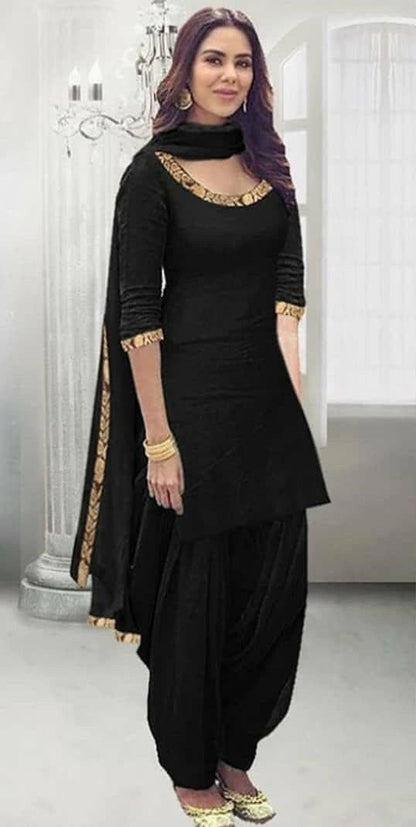 Black rayon punjabi patiala salwar suit