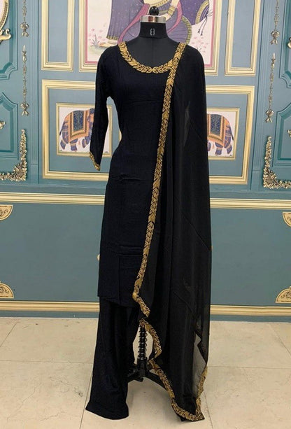 Black rayon punjabi patiala salwar suit