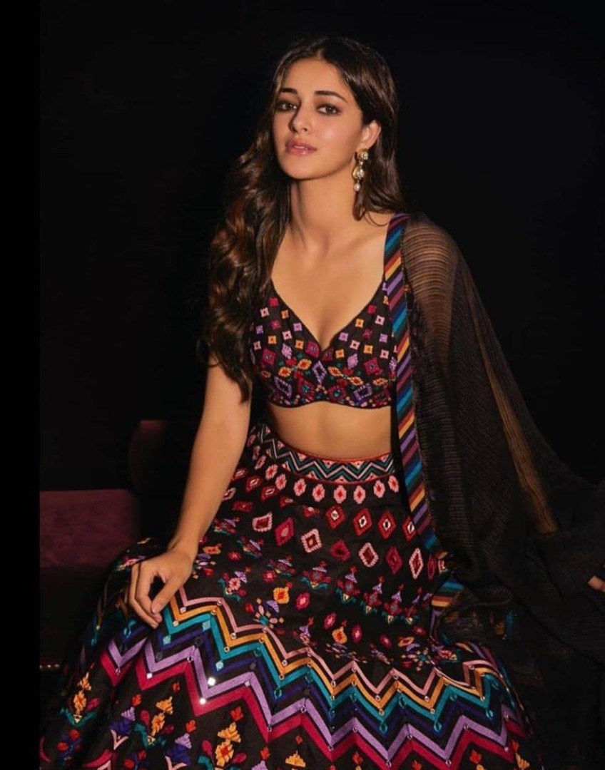 Black satin banglori multi digital printed stylist lehenga choli