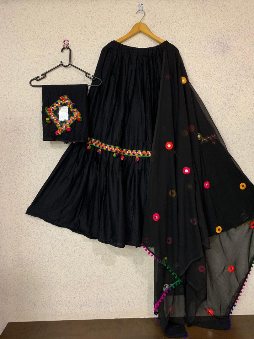 Black soft rayon stylist navratri special lehengha choli