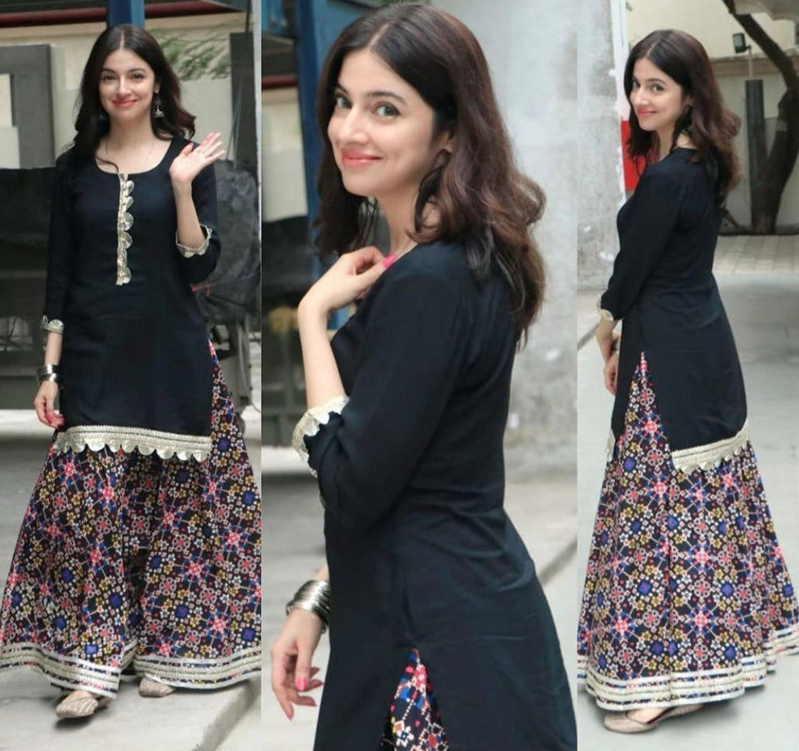 Black tapeta lehenga suit
