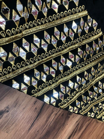 Black tapeta silk designer embroidered anarkali gown