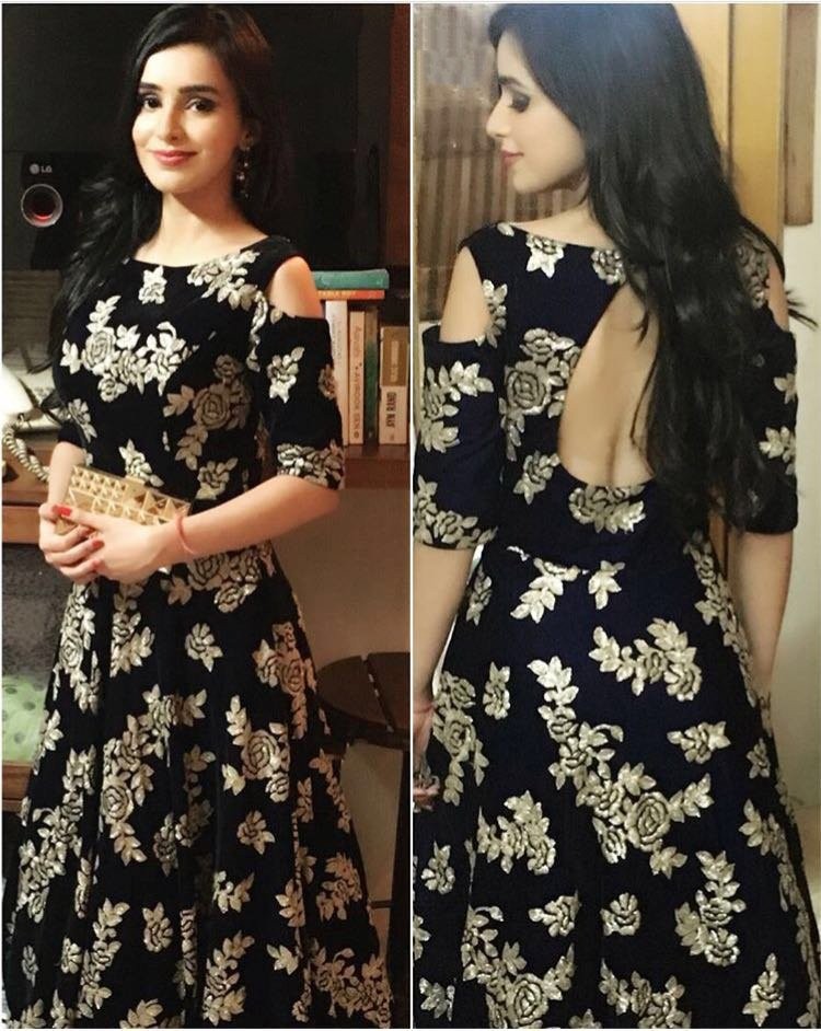 Black tapeta silk heavy embroidered partywear gown