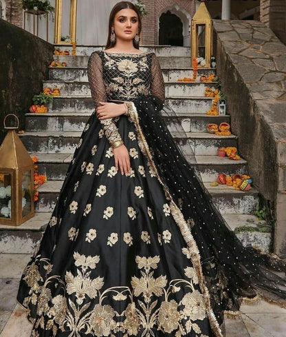 Black tapeta silk heavy embroidered work lehenga choli