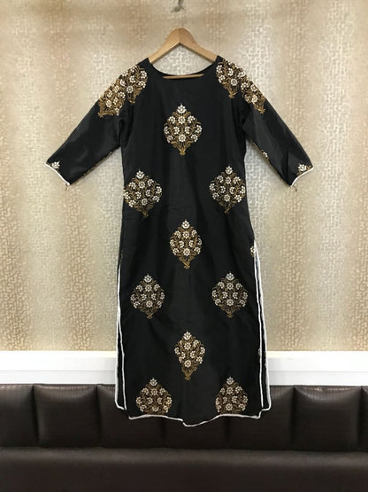 Black tapeta silk plazzo salwar suit