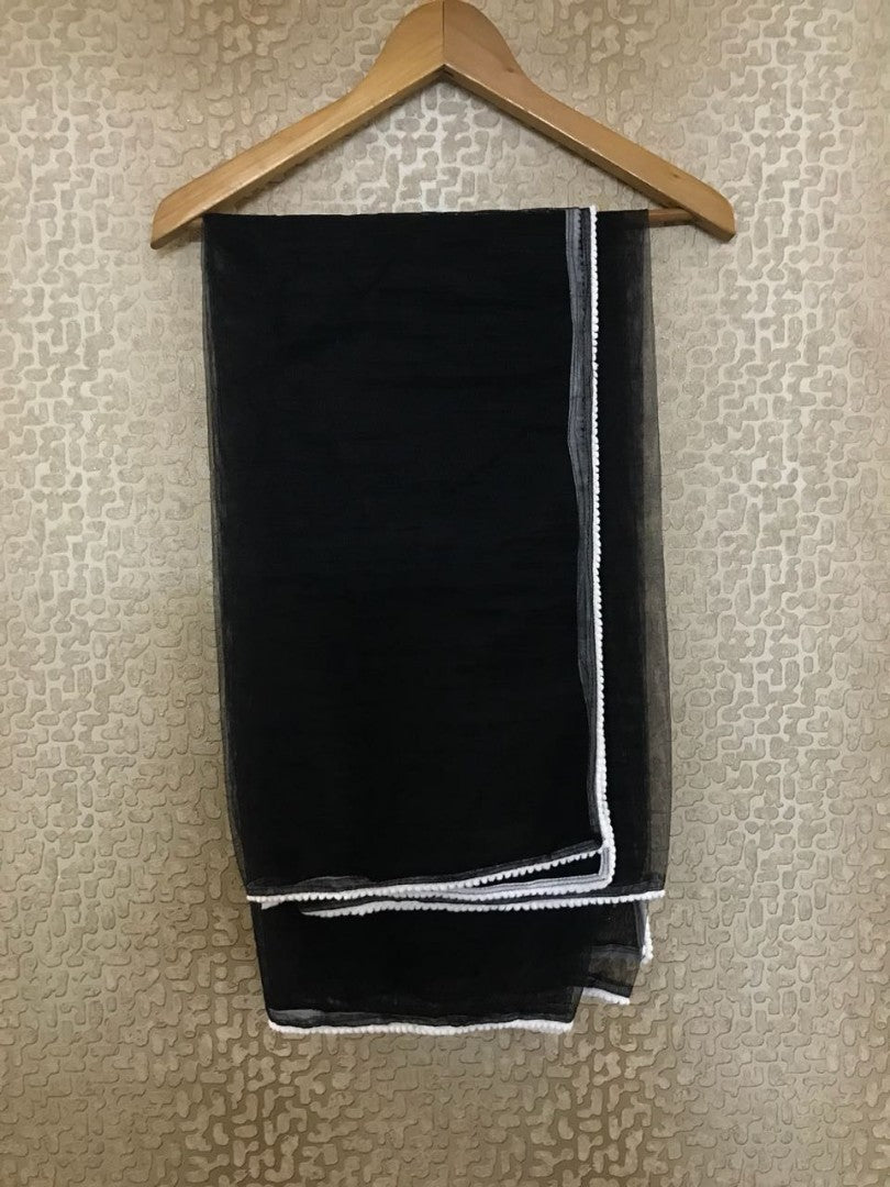 Black tapeta silk plazzo salwar suit