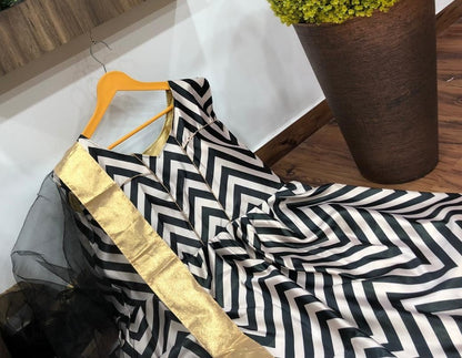 Black tapeta silk printed gown