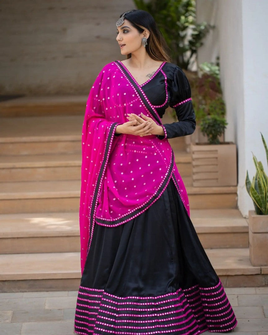 Black tapeta silk sequence embroidery work party wear lehenga choli