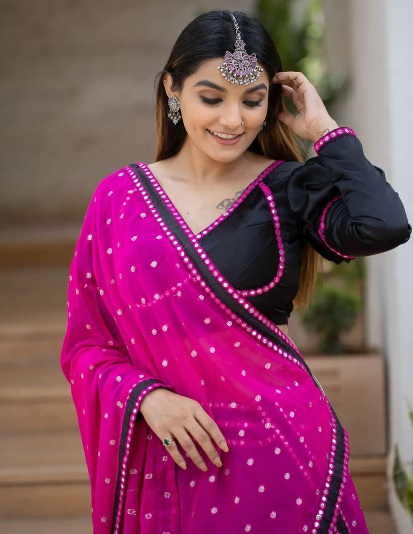 Black tapeta silk sequence embroidery work party wear lehenga choli