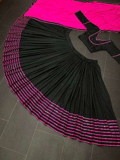 Black tapeta silk sequence embroidery work party wear lehenga choli