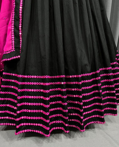 Black tapeta silk sequence embroidery work party wear lehenga choli