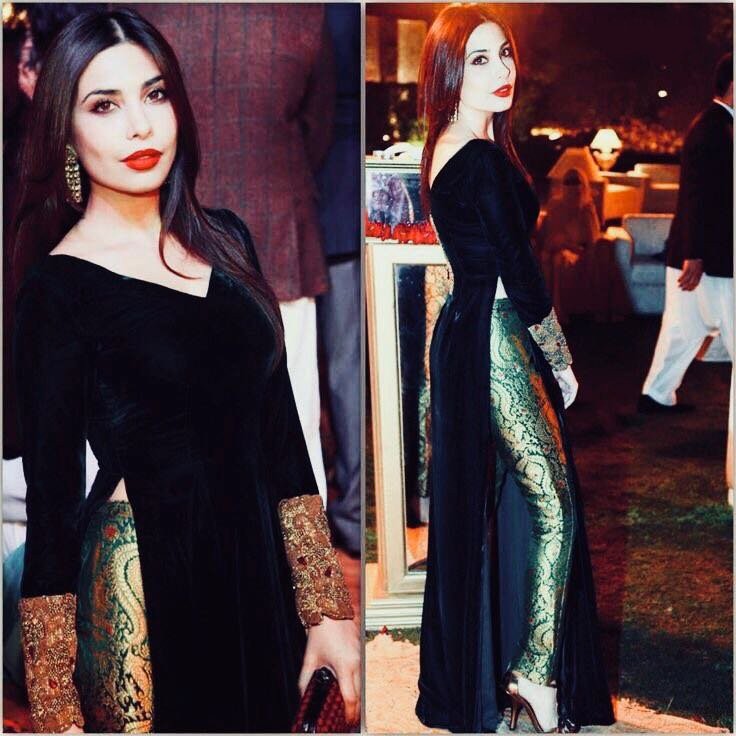 black velvet and green bottom stylist partywear salwar suit