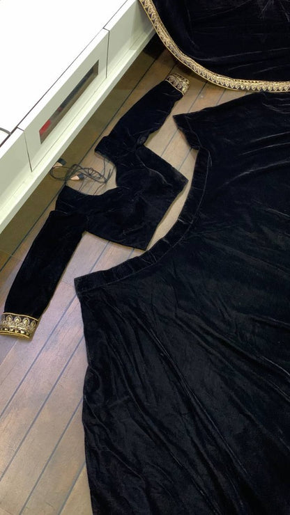 Black velvet dori work party wear lehenga choli