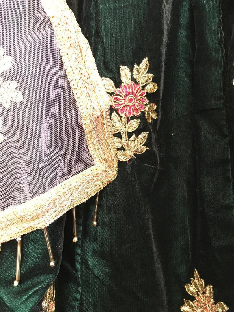 Black velvet heavy embroidered designer wedding lehenga choli