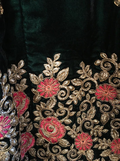 Black velvet heavy embroidered designer wedding lehenga choli