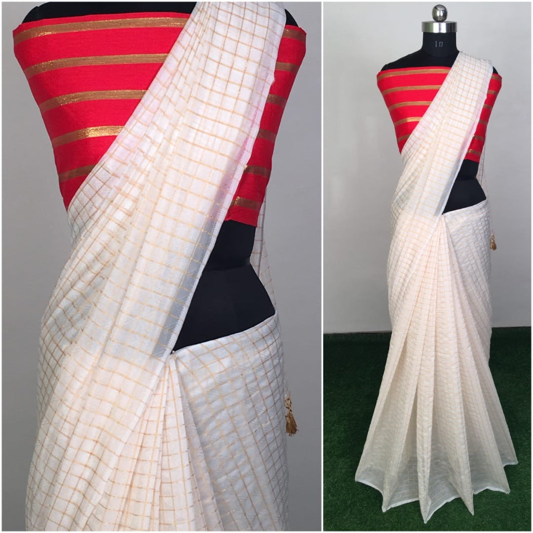 Black zany silk small chex saree