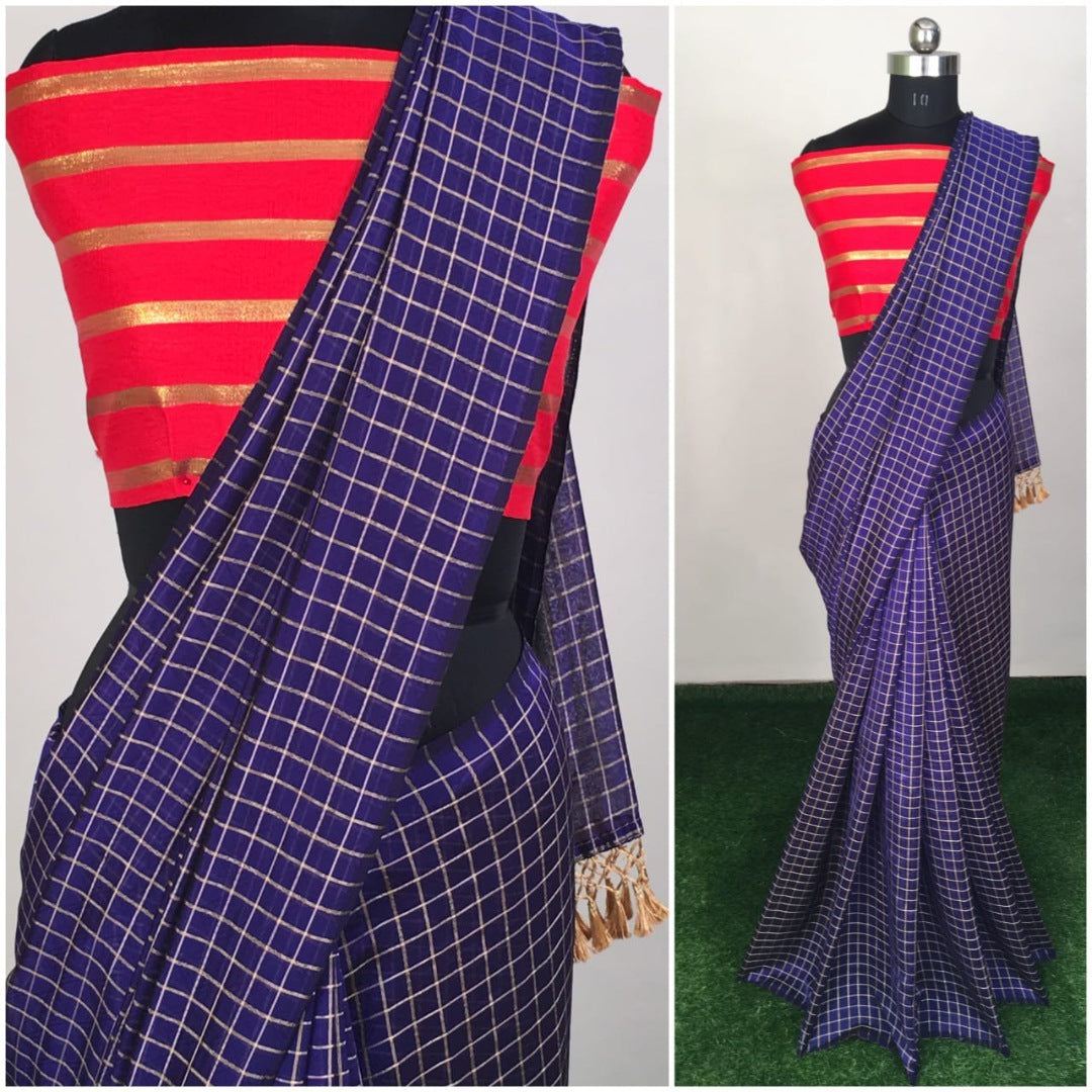 Black zany silk small chex saree