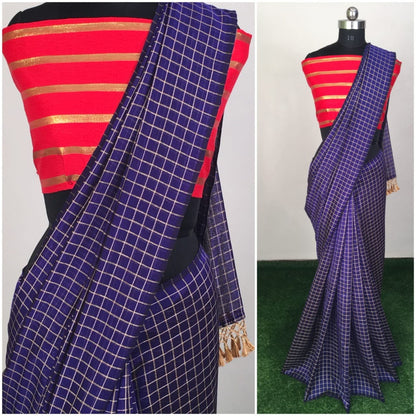Black zany silk small chex saree