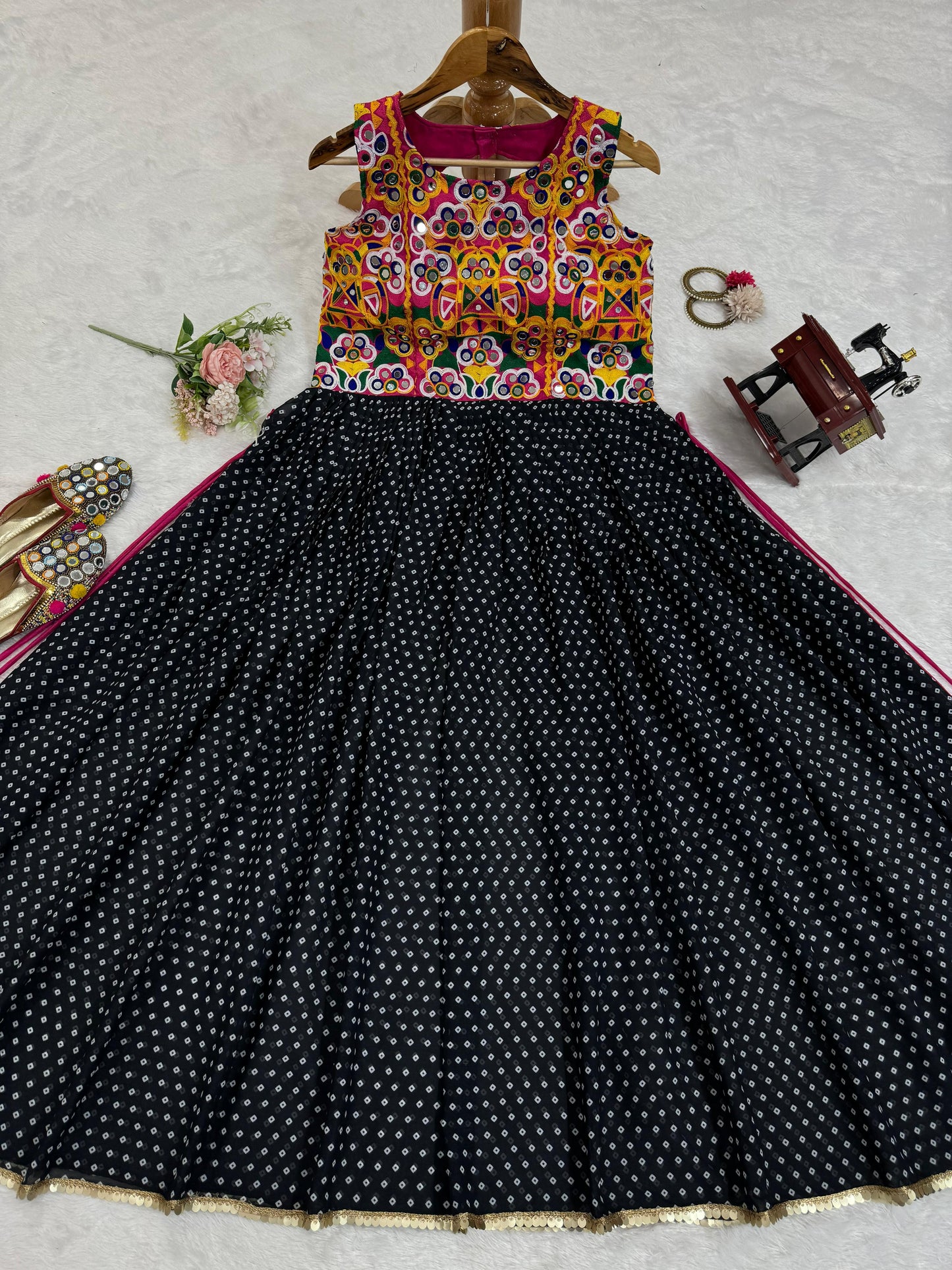 Georgette printed chainstitch work stylish kurti