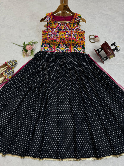 Georgette printed chainstitch work stylish kurti