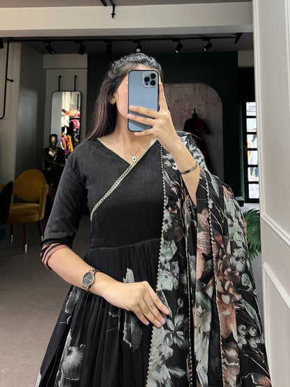 Tussar silk floral printed long stylish gown