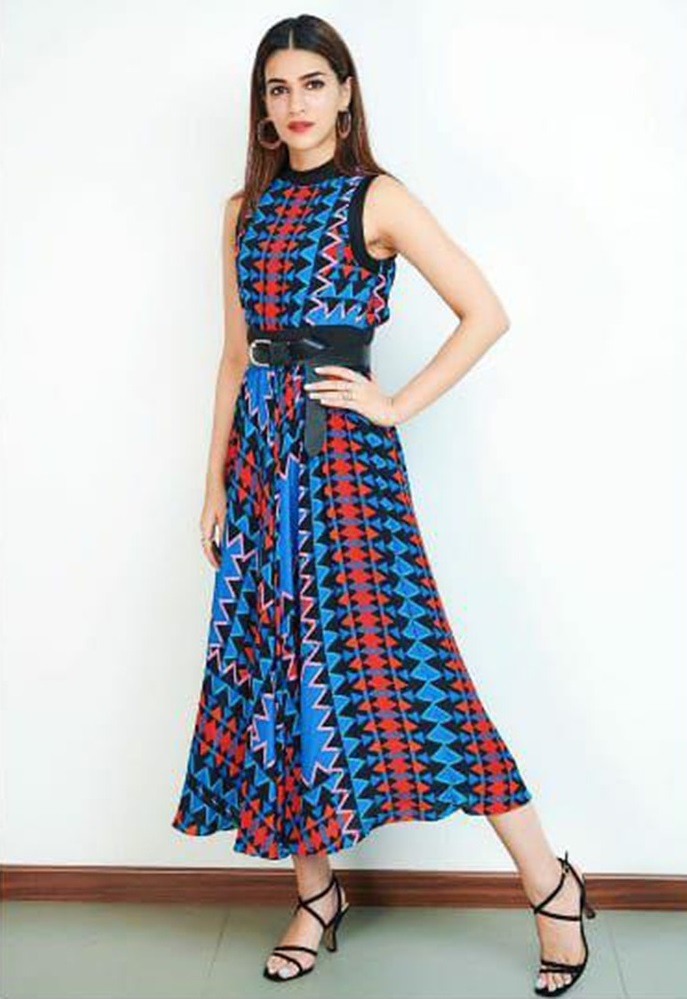 Blue american crepe multicolor printed kurti