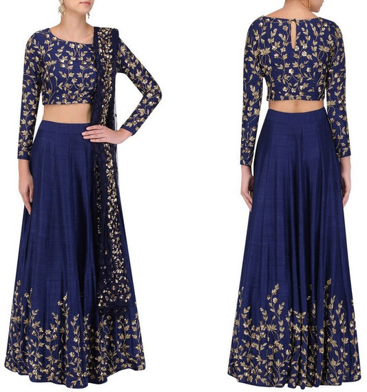 Blue banglori silk beautiful embroidered wedding lehenga