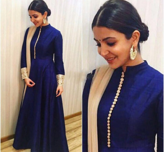 Blue banglori silk partywear anarkali suit