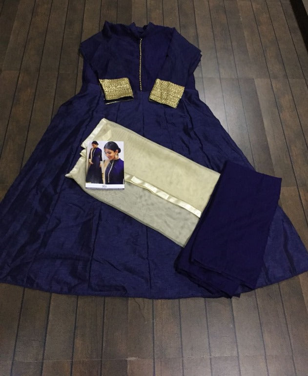 Blue banglori silk partywear anarkali suit