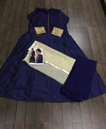 Blue banglori silk partywear anarkali suit