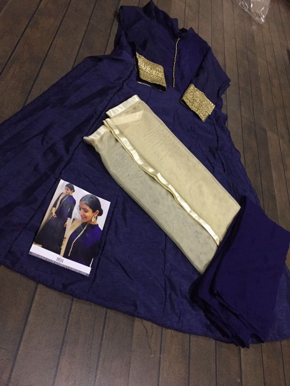 Blue banglori silk partywear anarkali suit