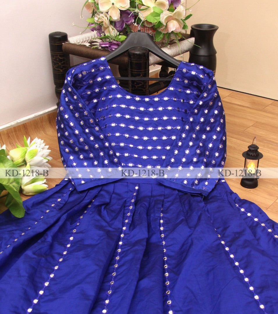 Blue banglory satin partywear gown