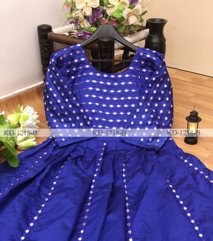 Blue banglory satin partywear gown